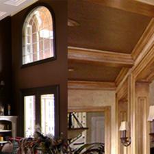 Woodwork glazing metal ceiling panals and plaster wallsVID